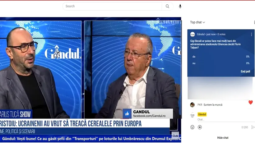 POLL Marius Tucă Show: „Gigi Becali ar putea face mai mulți bani decât Florin Talpan, din administrarea stadionului Ghencea ?”