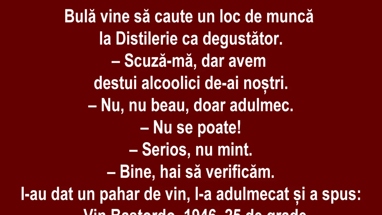 BANC | Bulă vrea să se angajeze la Distilerie