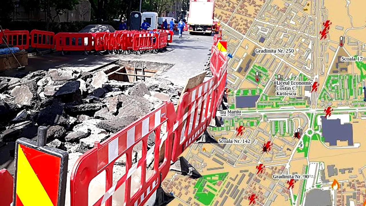 Sectorul 6 are o hartă în timp real unde se pot vedea toate șantierele, precum cele care opresc apa caldă