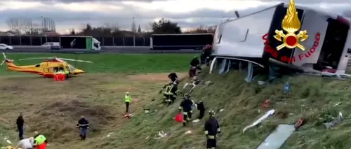 Mărturiile pasagerilor din autocarul plin cu români, răsturnat în Italia: ”Eu am căzut în prăpastie trecând prin geamurile sparte”