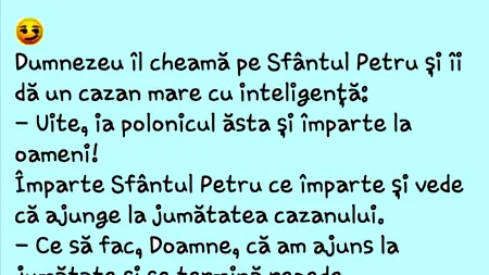 Bancul de miercuri | Dumnezeu, Sfântul Petru și cazanul cu inteligență