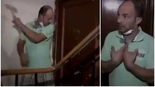 Supărat pe chiriași, un român din Spania a spart cu ciocanul ușa propriului apartament: „Aplic legea românească!” (VIDEO)