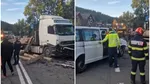 Accident între o autoutilitară și un autotren în stațiunea Predeal. Drumul Național 1 a fost blocat pe ambele sensuri