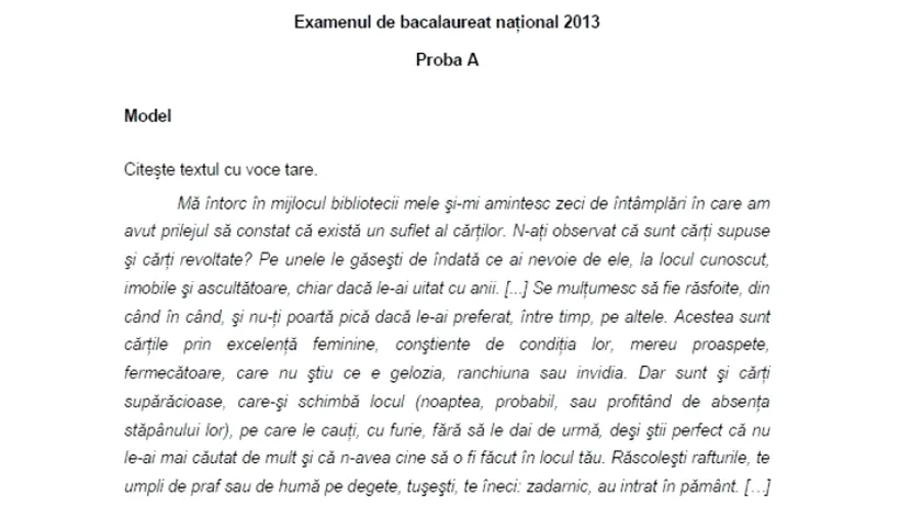 BACALAUREAT 2013. Subiecte la ROMÂNĂ proba orală la BAC 2013. UPDATE