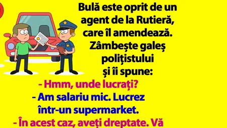 BANC | Bulă zâmbește galeș polițistului: 