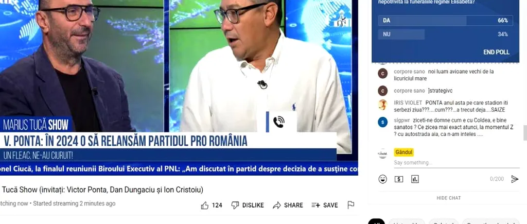 Poll Marius Tucă Show: „Credeți că prima doamnă a României a avut o atitudine nepotrivită la funeraliile reginei Elisabeta?”