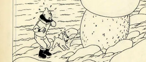 Coperta originală a unei reviste cu Tintin, scoasă la vânzare pentru un preț incredibil