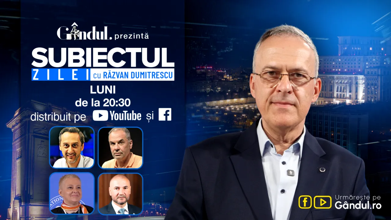 „Subiectul Zilei cu Răzvan Dumitrescu” începe miercuri, 31 august, de la ora 20:30, live pe Gândul. Dezvăluiri exclusive despre soarta noului Guvern, jucată de partide în ședințe și negocieri cu ușile închise
