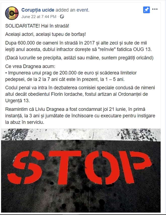 Mesajul de chemare la protest