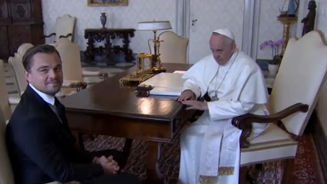 Leonardo DiCaprio, în audiență la Papa Francisc. Ce cadou i-a oferit actorul