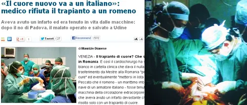 Caz revoltător în Italia. Un medic e acuzat că a refuzat să-i facă transplant unui român pe motiv că inimile italienilor ar trebui să ajungă la italieni