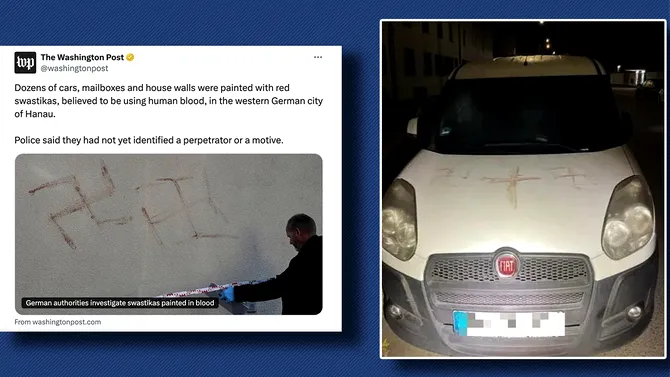 Șoc în presa internațională: un român a fost arestat în Germania după ce a desenat cu sânge zeci de svastici pe mașini și case