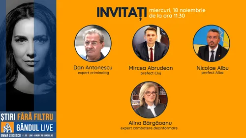 Dan Antonescu, expert criminolog, se află printre invitații Emmei Zeicescu la ediția GÂNDUL LIVE de miercuri, 18 noiembrie 2020, de la ora 11.30