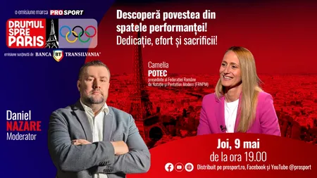 Camelia Potec, președintele FR de Natație și Pentatlon Modern, invitata emisiunii „Drumul spre Paris” de joi, 9 mai, de la ora 19:00
