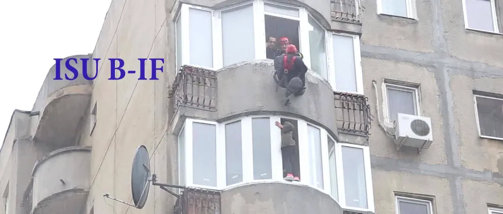 Operațiune ca în filme în Capitală. O femeie care a vrut să sară de la etajul 6 a fost salvată după o intervenție de 12 ore. VIDEO și FOTO