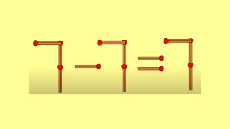 TEST IQ pentru cei cu IQ peste 140 | Mutați un singur chibrit pentru a corecta egalitatea 7-7=7