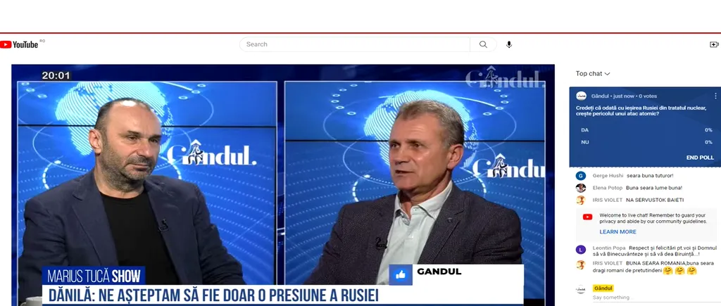 POLL Marius Tucă Show: „Credeți că odată cu ieșirea Rusiei din tratatul nuclear, crește pericolul unui atac atomic?”. Rezultatul e surprinzător 