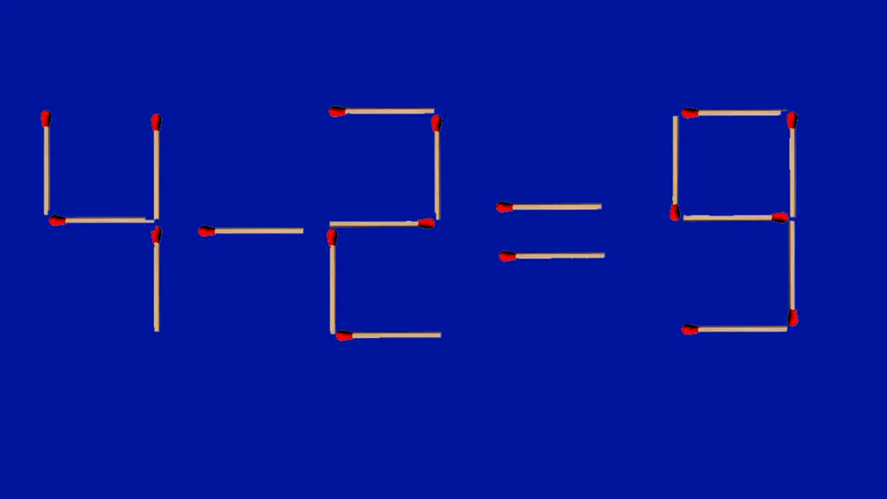 Test de inteligență cu chibrituri | Mutați un băț pentru a corecta 4 - 2 = 9