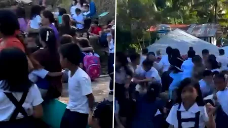 Momentul în care un seism de 7,8 lovește o școală din Filipine, surprins pe cameră