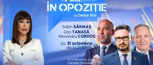 „În Opoziție cu Denise Rifai” începe joi, 31 octombrie, de la ora 21:30, live pe GÂNDUL. Invitați: Sabin Sărmaș, Dan Tanasă și Alexandru Cordoş