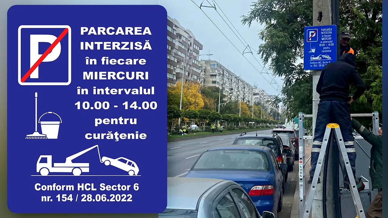 Parcarea interzisă pe cel mai mare și cel mai aglomerat bulevard din Sectorul 6. Mașinile se vor ridica contra cost