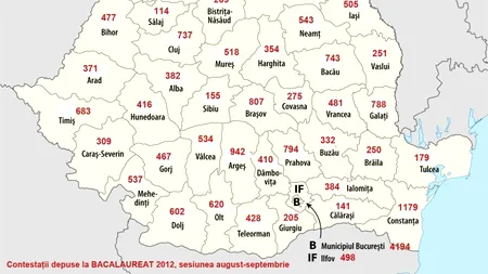 REZULTATE BAC 2012, SESIUNEA AUGUST. Harta contestațiilor depuse pentru a doua sesiune de Bacalaureat 