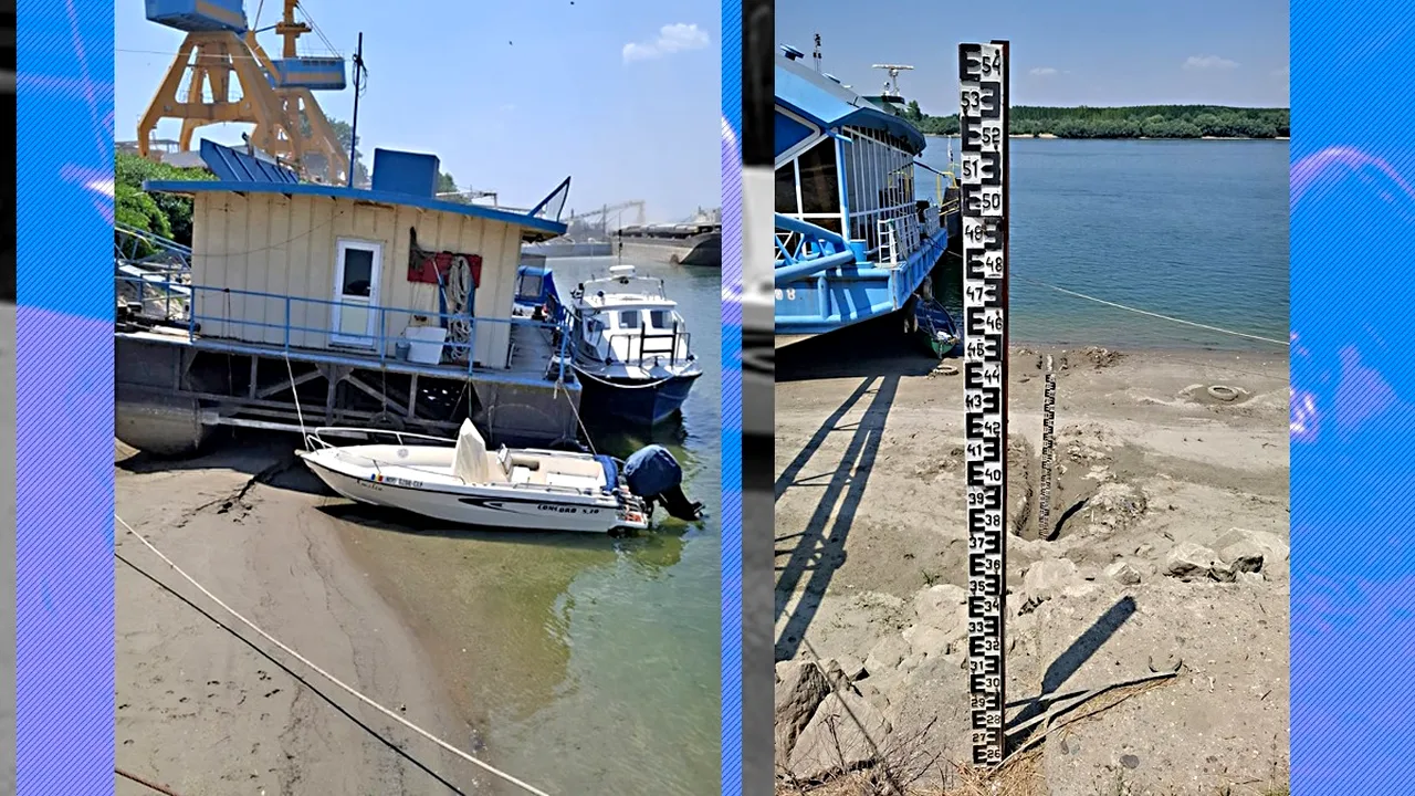 Minim istoric al debitului Dunării la Calafat. Apele fluviului scad de la o zi la alta