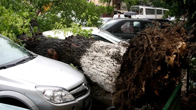 ISU București: 26 de mașini avariate în urma furtunii