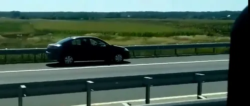 Cu viteză și pe contrasens: O mașină a fost surprinsă în timp ce conducea pe sensul greșit pe A3 - VIDEO