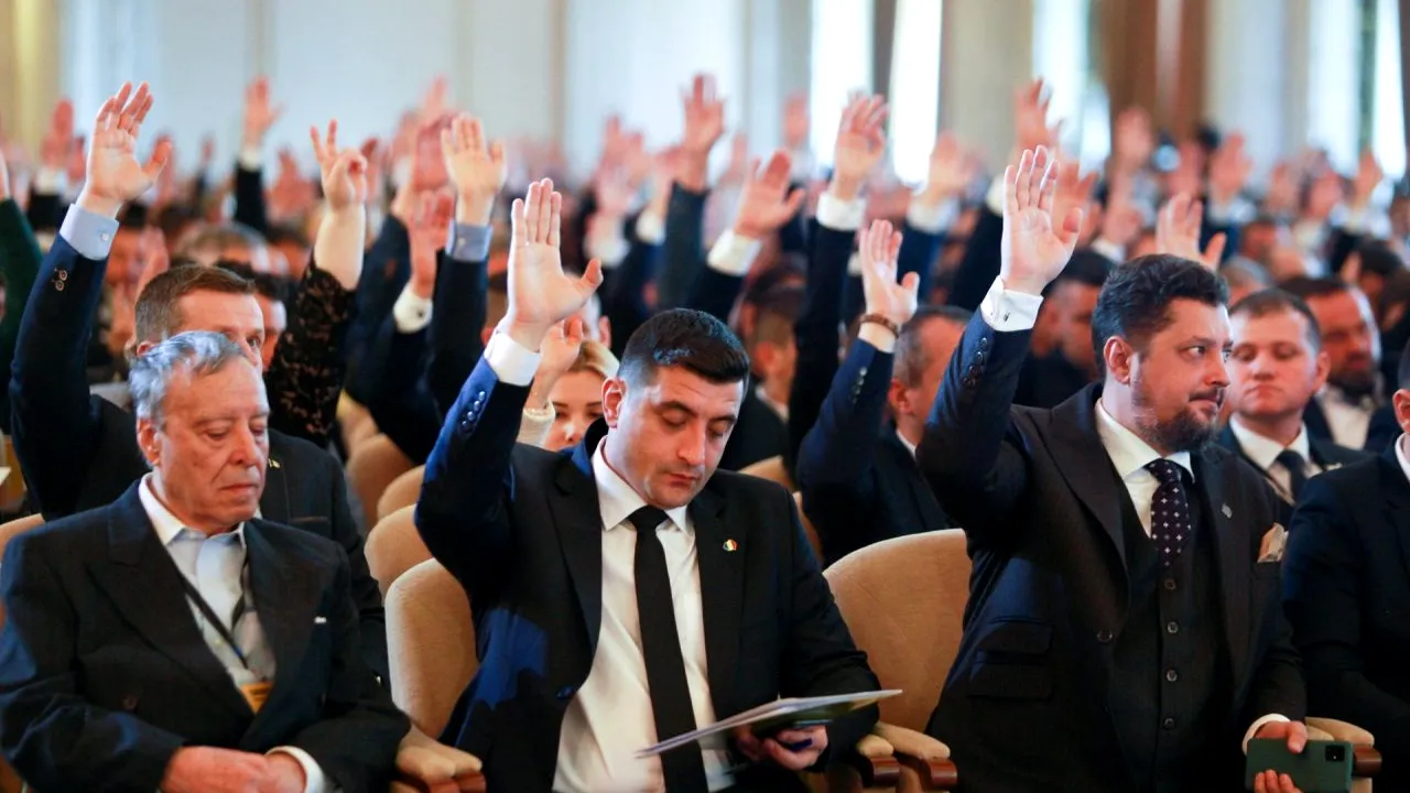 FOTO - VIDEO | George Simion, ales președintele AUR, cu majoritate de voturi. Presa n-a avut acces la Congresul extraordinar de la Palatul Parlamentului