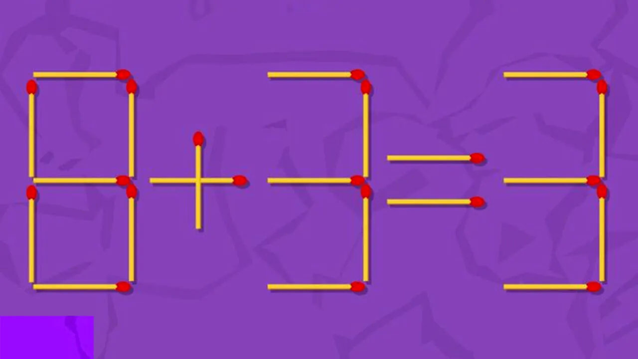 Test IQ cu chibrituri | Mutați un singur băț pentru a corecta egalitatea 8+3=3
