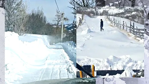 VIDEO & FOTO | Zăpadă de peste un metru într-o comună din Vrancea, după ce a nins ore în șir: „Iarna şi-a arătat colţii la final de anotimp”