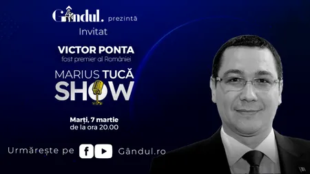 „Marius Tucă Show” începe marți, 7 martie, de la ora 20.00, LIVE pe gândul.ro