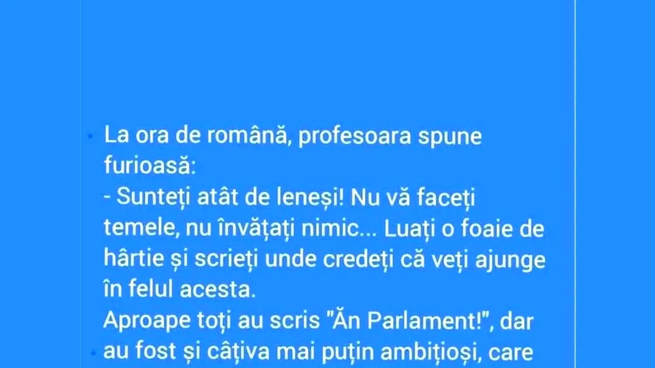 BANCUL de joi | Profa de română și elevii leneși