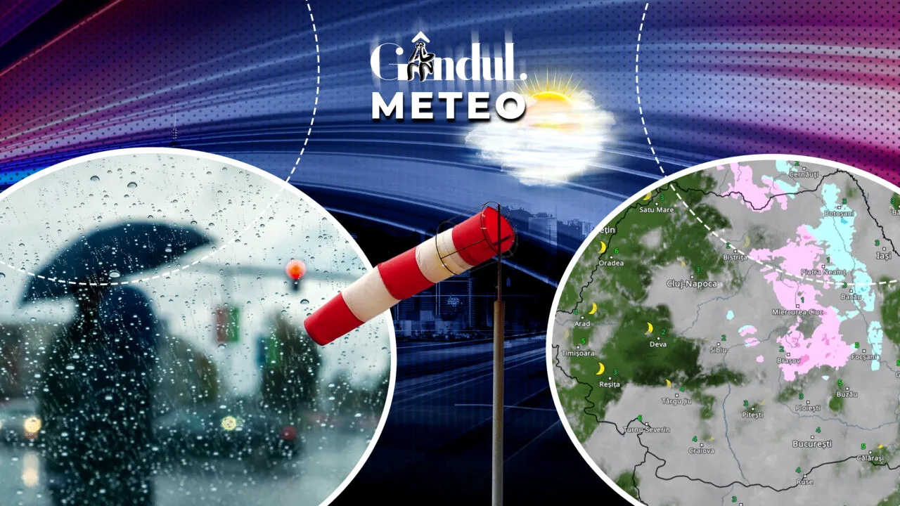 Schimbare radicală a vremii. Ploi, ninsori și vânt în mai multe regiuni. Prognoza detaliată de la ANM, pentru Gândul
