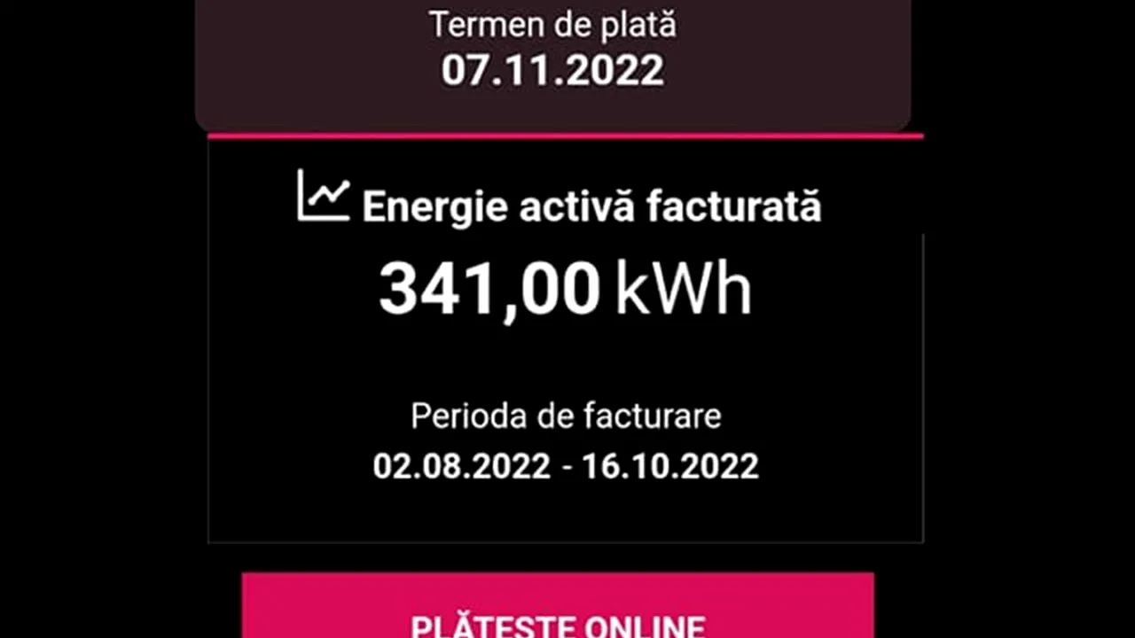 „Ultima factura de la Enel!” - Câți lei a primit de plată Nelu din Constanța, pentru 341 kWh consumați