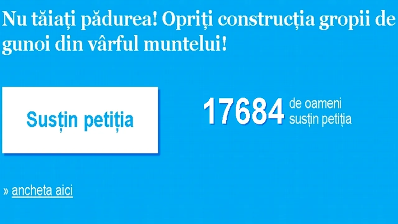 Opriți construirea gropii de gunoi din vârful muntelui! Susțineți petiția Gândul! Mii de români cer stoparea dezastrului ecologic din inima Bucovinei 