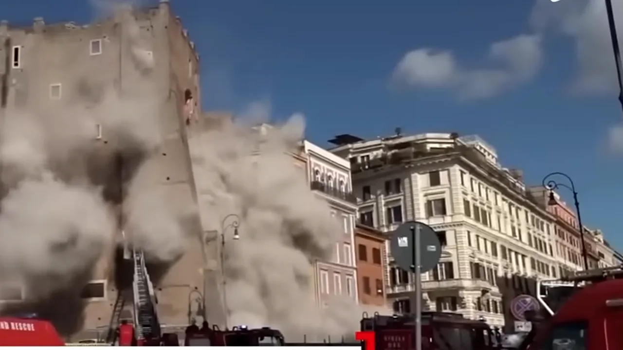 Zi de doliu la Roma în memoria românului care și-a pierdut viața, după prăbușirea parțială a Torre dei Conti