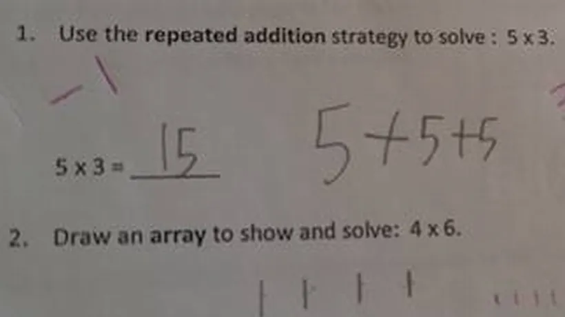 Un elev din SUA a scris pe foaie că 5x3=15, dar profesorul nu a fost de acord. Lucrarea de control care a devenit VIRALĂ