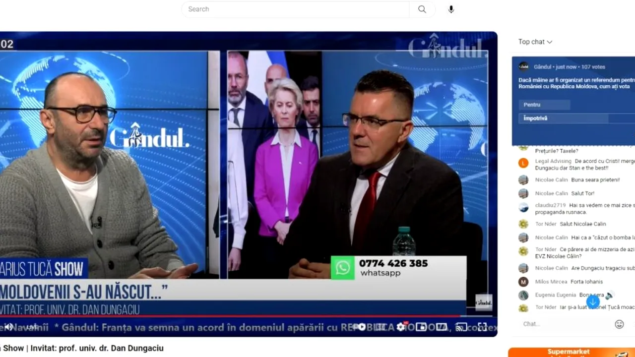 POLL Marius Tucă Show: „Dacă mâine ar fi organizat un referendum pentru unirea României cu Republica Moldova, cum ați vota?”