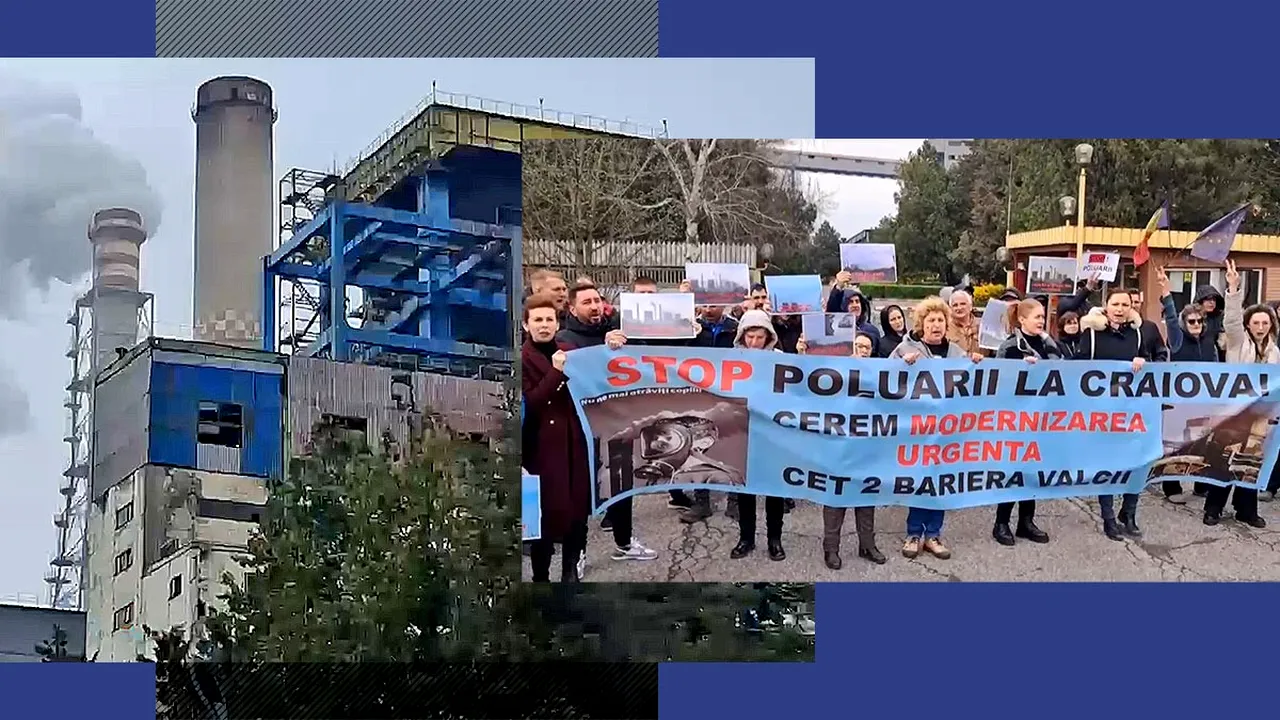 PROTEST la poarta Termocentralei Craiova împotriva poluării
