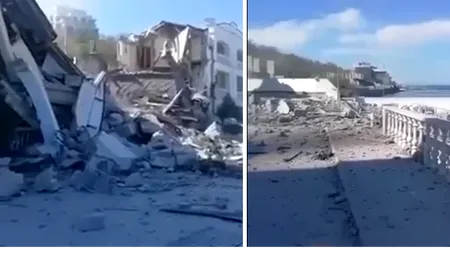 O rachetă rusească a distrus hotelul din Odesa, cunoscut ca 