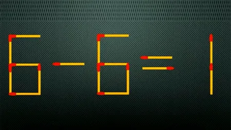 TEST IQ | 6 - 6 = 1 este greșit. Mutați un singur băț de chibrit, pentru a corecta egalitatea