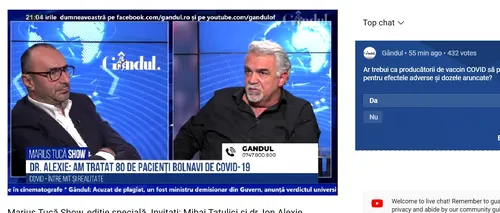 Poll Marius Tucă Show: „Ar trebui ca producătorii de vaccin anti-Covid să plătească pentru efectele adverse și dozele aruncate?”. Vezi răspunsurile!