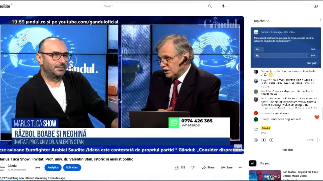 POLL Marius Tucă Show: „Ați simțit plafonarea prețului la produsele de bază în valoarea coșului de cumpărături?”