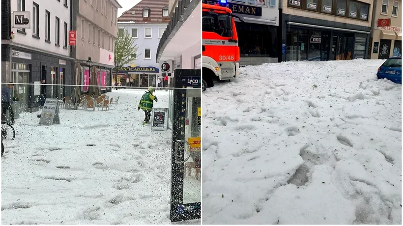 GERMANIA. Utilaje de deszăpezire scoase pe străzi după o furtună cu grindină