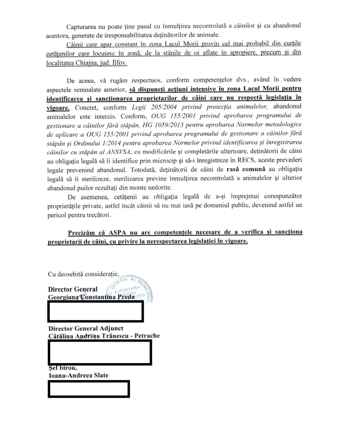 Autoritatea pentru Supravegherea și Protecția Animalelor (ASPA) a înștiințat Poliția Locală Sector 6 / Sursa foto: G4Media