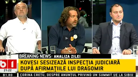 Noi imagini din timpul bătăii din studioul B1TV. Palada, surprins în momentul în care se năpustește asupra lui Goțiu 

