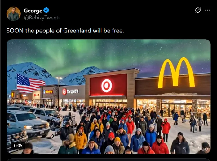 Imagini cu Groenlanda, sub ocupația SUA, realizate cu IA, au devenit virale