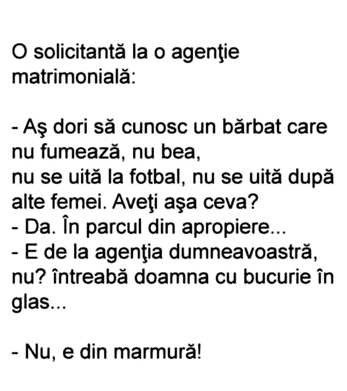 Bancul de marți Pretenții matrimoniale exagerate